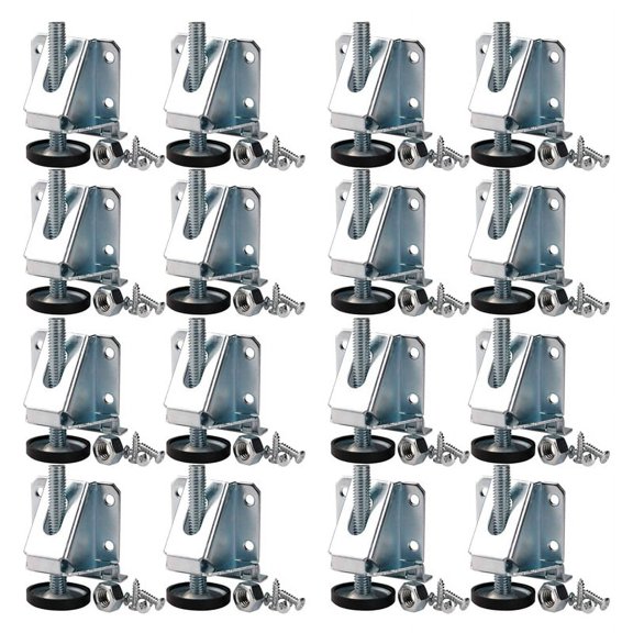 16X Leveling Feet Heavy Duty Furniture Levelers Adjustable Table Leg Leveler with Lock Nuts,16 x Leveling Feet set,silver