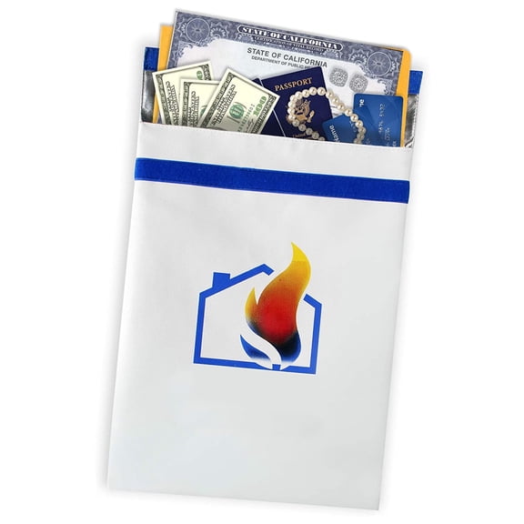 Fireproof Document Bag 16 x 12 in, Silicone Coated Fiberglass for Money, Documents & Valuables