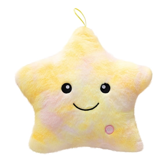 16X14 Inch Glowing Star Plush Toy Cheerful LED light up Pillow for Room Ornament Yellow Soft Stuffed Star Cushion for Special Occasions