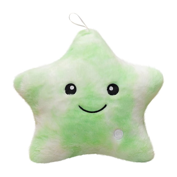 16X14 Inch Glowing Star Plush Toy Luminous Stuffed Animal Cushion Pillow for Nighttime Comfort Green Bedding Accent for Birthday Gift