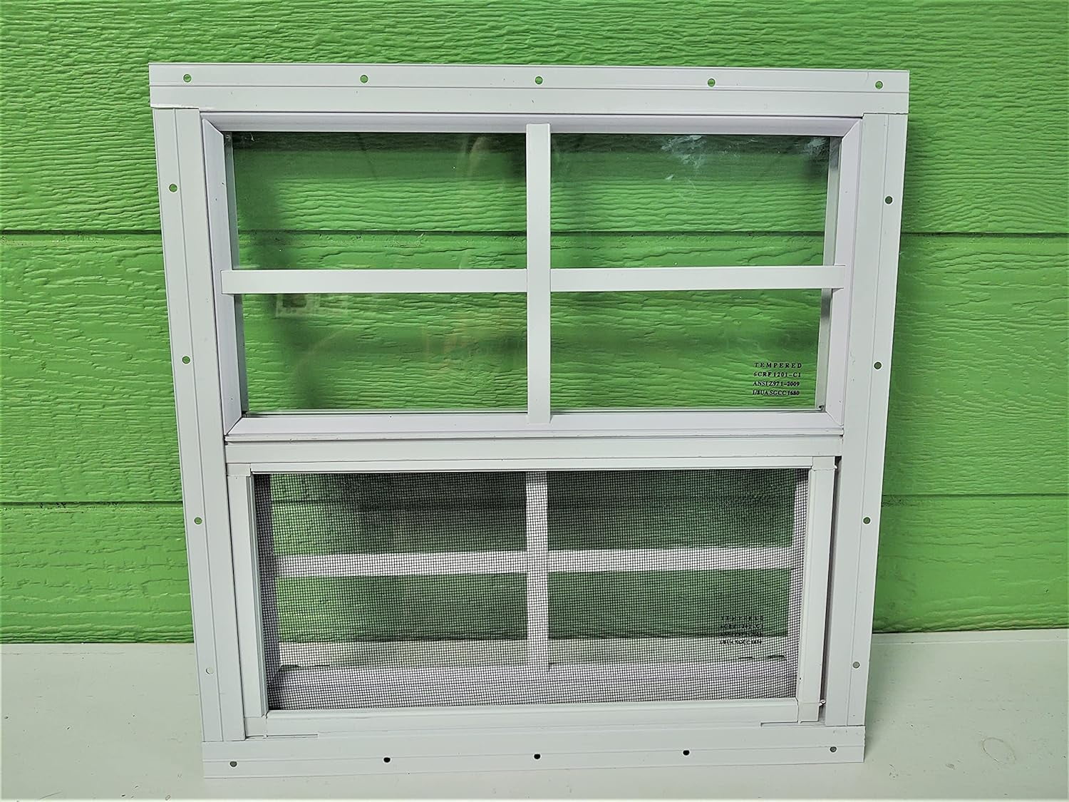 16X16 White Vertical Slider Shed Window, Flush Mount, Great For Sheds, Playhouses, And Chicken