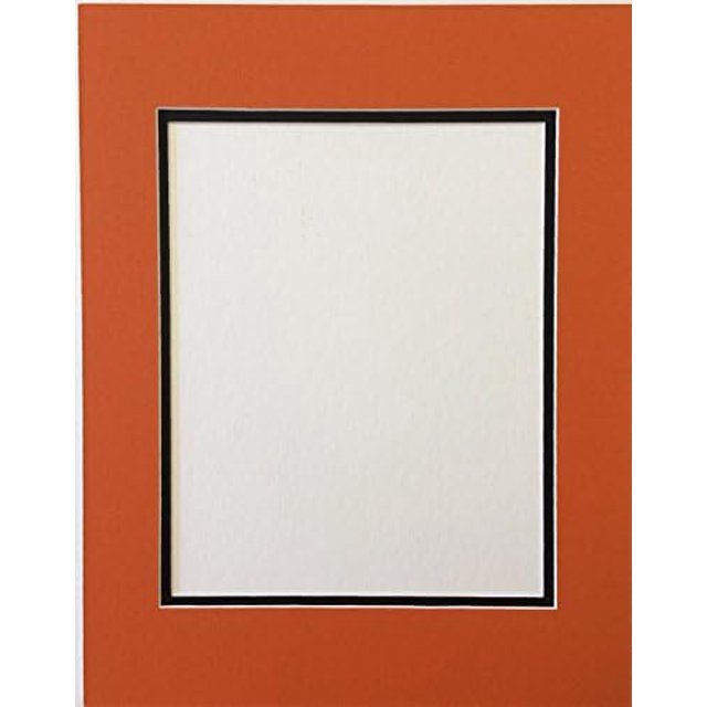 16X20 Orange And Black Double Picture Mat, Bevel Cut For 11X14 Picture
