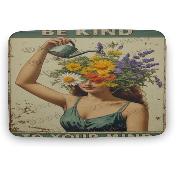 16X24 Inches Funny Bath Rug Be Kind to Your Mind Design, Soft, Non-Slip for Bathroom, Bedroom, Office Gift for Women, Teens, Kids Ideal for Christmas, Birthdays, Holidays