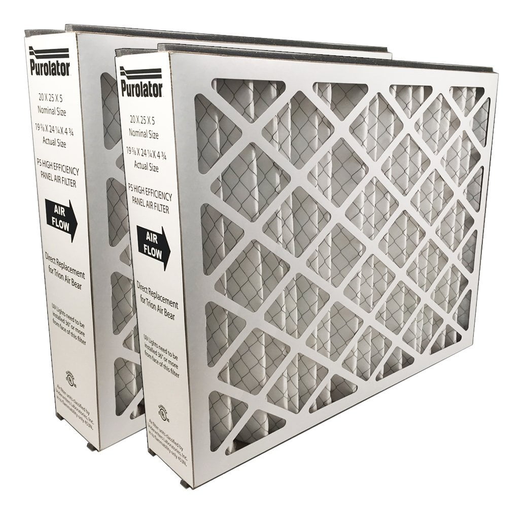 16X25X5 P5-Merv 8 Purolator High End Filter, Replacement for Trion Air Bear, Nominal Size 16" W x 25" H x 5" D, Actual Size 15-11/16”W x 24-3/16”H x 4-15/16”D (2-pack)