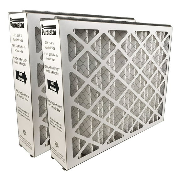 16X25X5 P5-Merv 8 Purolator High End Filter, Replacement for Trion Air Bear, Nominal Size 16" W x 25" H x 5" D, Actual Size 15-11/16W x 24-3/16H x 4-15/16D (2-pack)