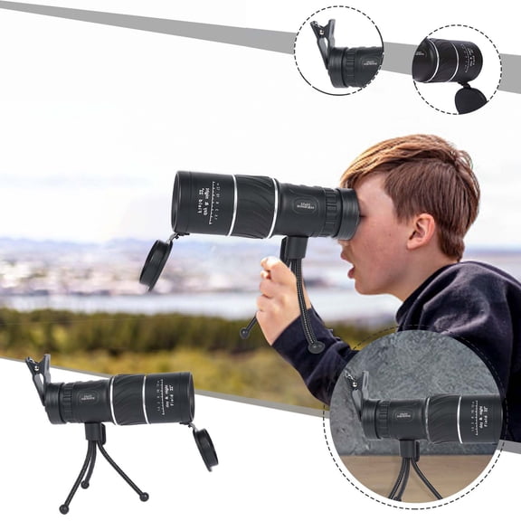 16X52 HD Monocular Telescope with Night Vision - Waterproof Shockproof Zoom Scope for Hunting/Birdwatching | Includes Tripod & Phone Clip | Low Light Observation Gear for Outdoor Enthusiasts