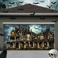 thumbnail image 1 of 16X7 ft Halloween Castle Full Moon Garage Door Decoration Background Haunted House Hallowmas Scary Night Spooky Bats Cemetery Child Kids Halloween Backdrop Theme Party Decor Banner Cover, 1 of 5