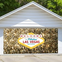 16X7 ft Las Vegas Night City Party Photography Garage Door Background Welcome to Las Vegas Casino Poker Movie Themed Gold Luxury Backdrop Portraits Birthday Party Photo Backdrop Decor Banner Cover