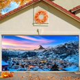 thumbnail image 1 of 16X7 ft Winter Mountain Village Matterhorn Photoshoot Garage Door Background Natural Scenery Austria Hallstatt Alps Mountain Backdrop for Decorations Party Indoor Outdoor Decor Banner Cover, 1 of 5
