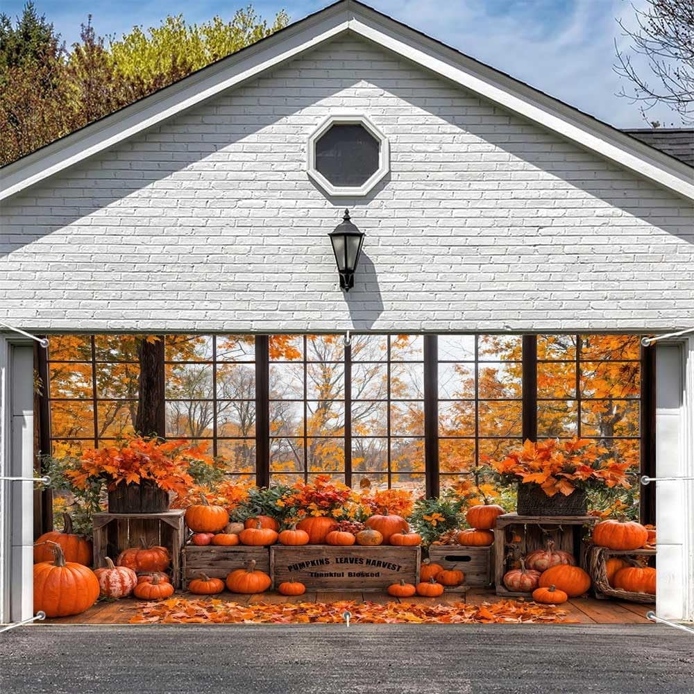 Fall Garage 16X7FT Fall Garage Door Decorations Autumn Pumpkins Harvest ...