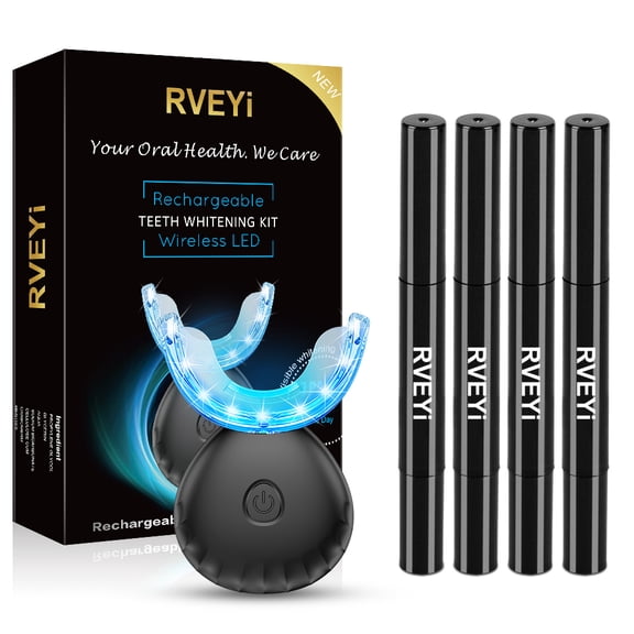16XLED Blue Light Teeth Teeth Whitening Kit Gel Pen Strips with 4x Carbamide Peroxide Tooth Gel, Safe Enamel, Gum, Braces Care LED Light, Oral Tools Premium Gift
