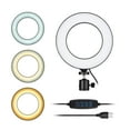 thumbnail image 1 of 16cm/6inch Mini LED Ring Light Fill-in Lamp USB Powered 3 Lighting Modes 11 Levels Adjustable Brightness with Flexible Ballhead Adapter for Live Streaming Online Video Selfie Facial Makeup, 1 of 9