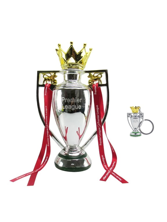 16cm/6inch Silver European England Premier Soccer League Champion Trophy with Keychain for Fan Collectibles Souvenir Home Office Decor Ornament,Silver,European League Champion