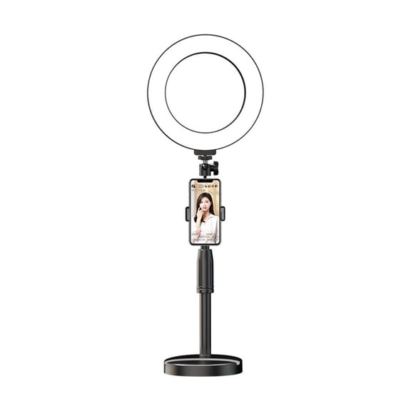 16cm Desk Ring Light with Stand, Phone Holder Base, 10W LED Selfie Light Compatible with iPhone for Video Recording Laptop Webcam Zoom Video Conference Lighting Makeup, Black BR60