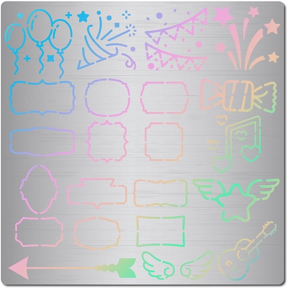 16cm Dialog Box Metal Stencil Candy Guitar Pattern Templates Reusable Stainless Steel Painting Stencils Journal Signs