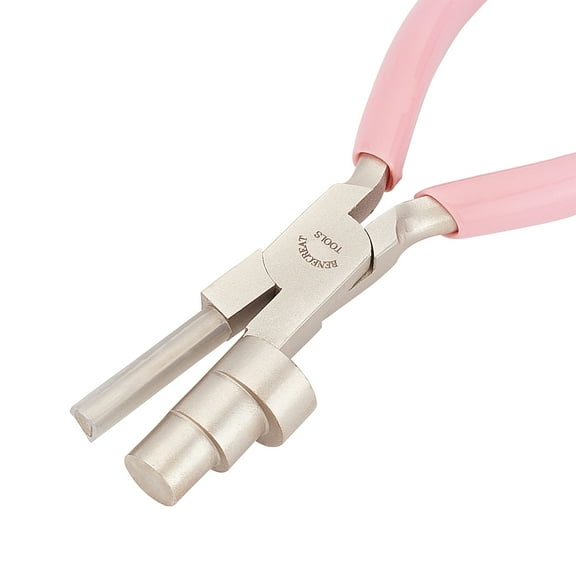 16cm Large 3 in 1 Wire Looping Pliers with PVC Tubing Bail Making Plier Multi-Step Wrapping Tool Jewelry Looping Forming Pliers for Jewelry Making Supplies Pink