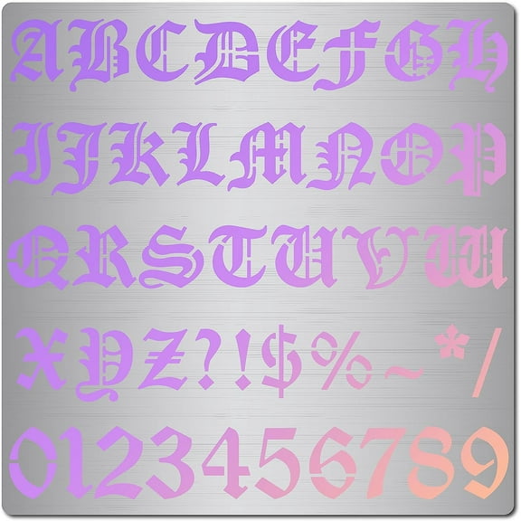 16cm Metal Letter Number Stencil Alphabet Punctuation Symbol Number Template Reusable Stainless Steel Painting Stencils Journal Signs for Wood Burning Engraving Pyrography Wall Art Crafts for DIY