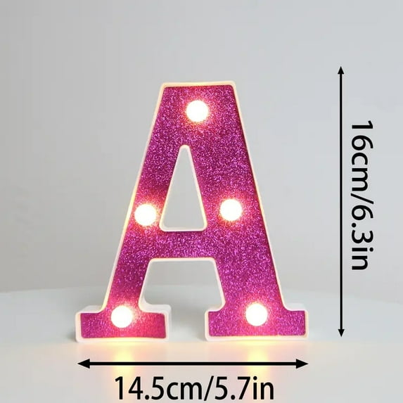 16cm Purple Letter Lights DIY Luminous Number Lamp Battery 6.3in Power Plastic for Mariage Birthday Party Home Fashion Decor (A,16cm-purple)