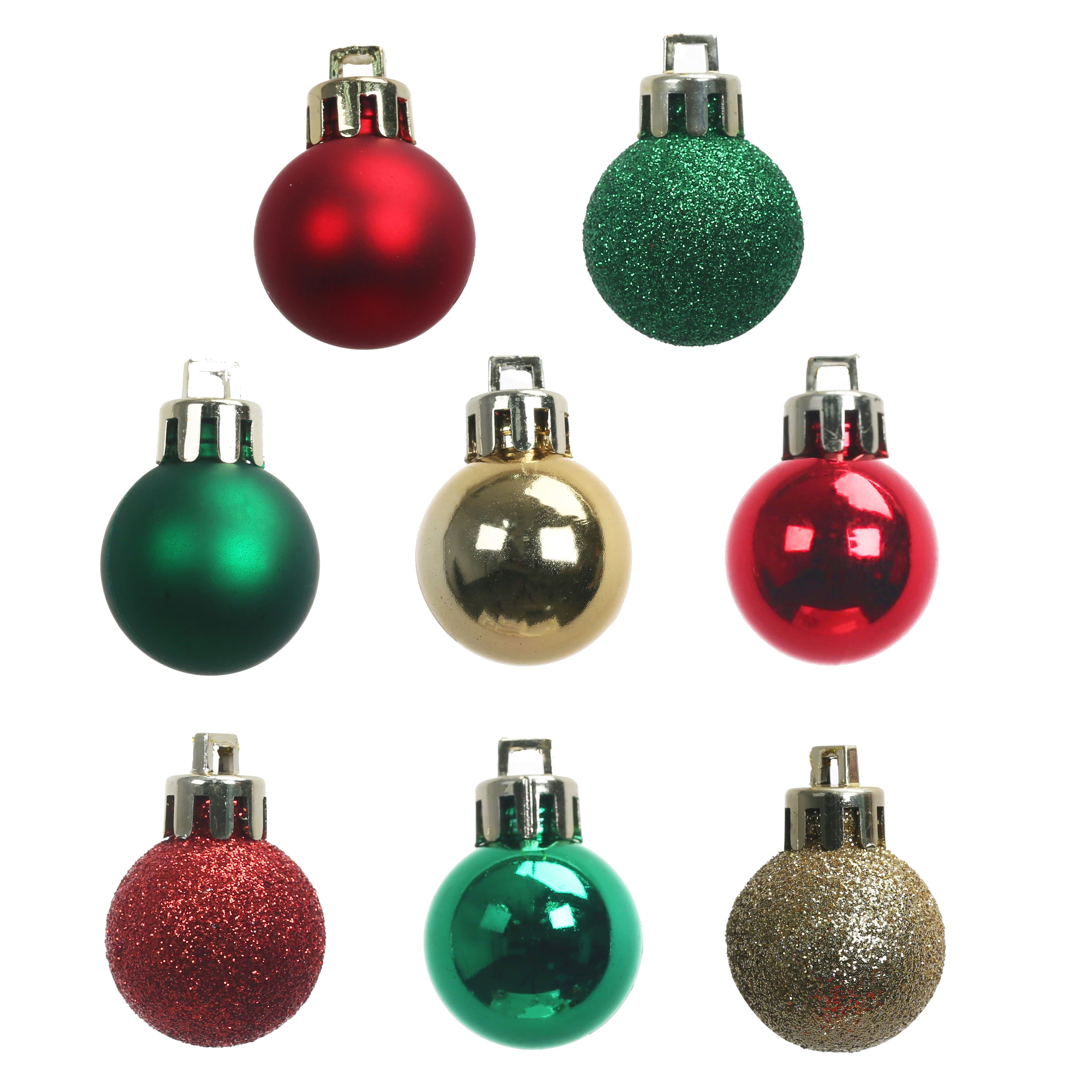 16ct. 25mm Mixed Finish Red, Green & Gold Mini Ball Ornaments by