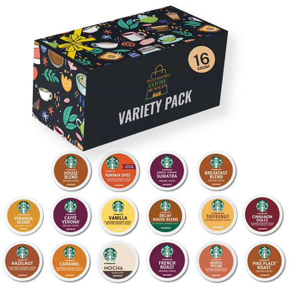 16ct K-Cups Variety Pack | Includes Starbucks Medium & Dark Roast, Flavored Coffee Pods& Mocha K Cups| Wide Variety Coffee Pods for Keurig, Excellent Gift for Coffee Lovers