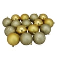 thumbnail image 1 of Northlight Shatterproof 4-Finish Christmas Ball Ornaments - 3" (75mm) - Vegas Gold - 16ct, 1 of 2