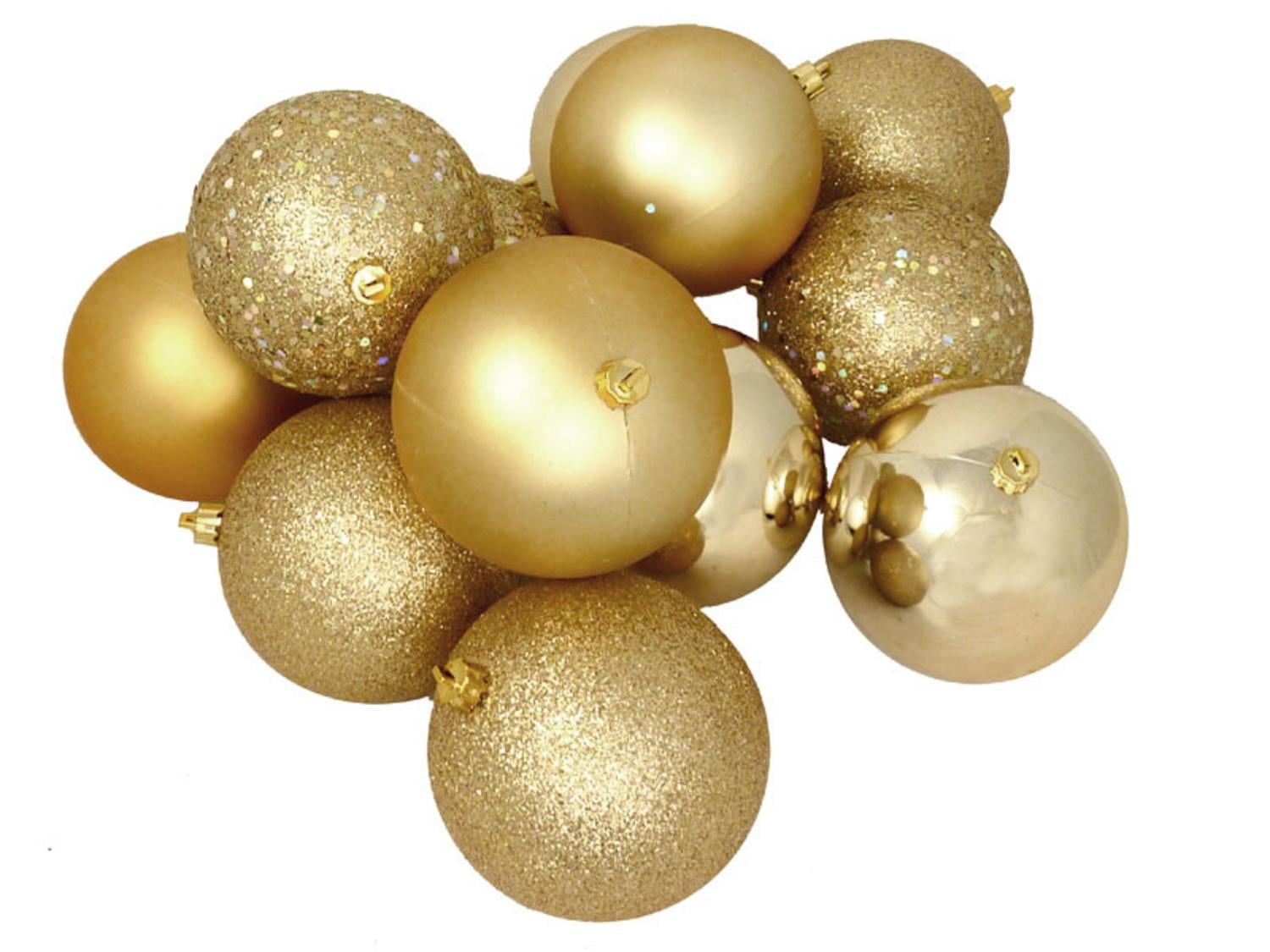 16ct Vegas Gold Shatterproof 4Finish Christmas Ball Ornaments 3" (75mm