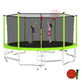 thumbnail image 1 of 16fT Trampoline for 10 Kids with Basketball Hoop, Netrum 1320LBS Trampoline with Balance Bar & Enclosure Net & Ladder for Adults or Kids Family Happy Time Green, 1 of 8