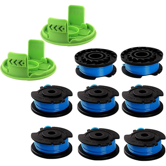 16ft 0.065Single Line Replacement String Trimmer Spool 29092 29252 Weed Eater Spool Compatible with Greenworks 24V and G-MAX 40V Trimmer,21342, 2100302, 2102902, 2103202,21332. (8 Spool + 2 Cap)