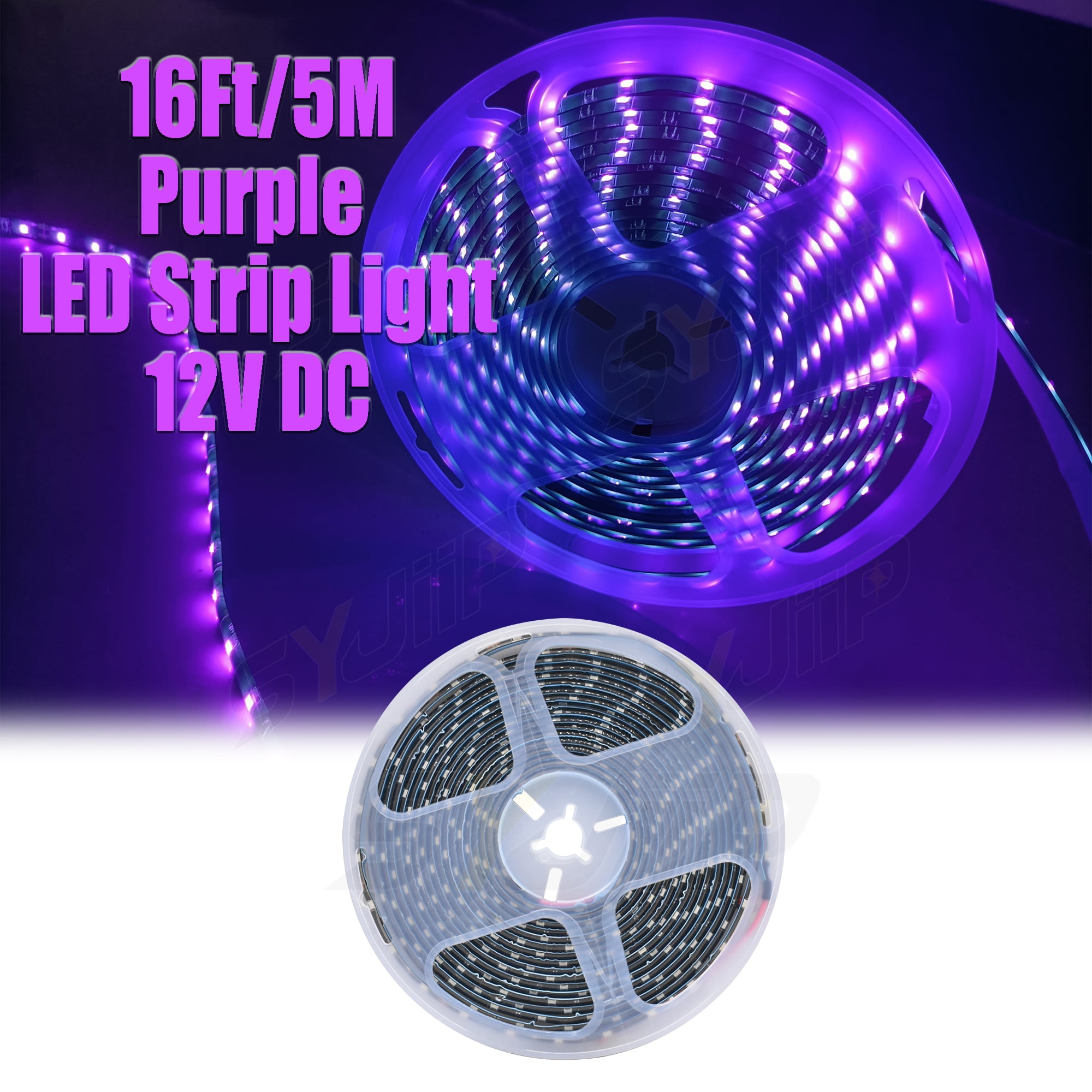 16ft 5M UV/Purple LED Strip Black Light Night Fishing Ultraviolet Boat  BLACK PCB 