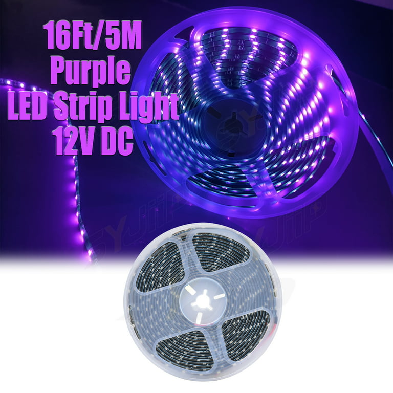16ft 5M UV/Purple LED Strip Black Light Night Fishing Ultraviolet Boat  BLACK PCB
