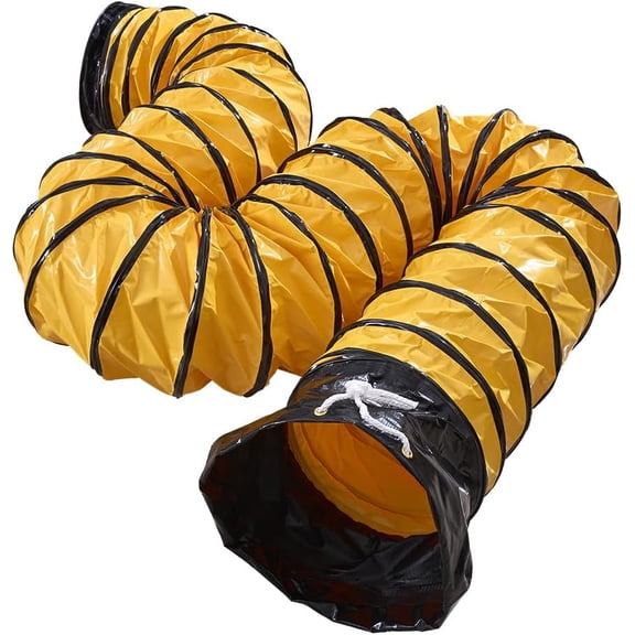 16ft Duct Hosing PVC Flexible Ducting Hose for 8Inch Utility Blower Ventilation Exhaust Fan with Adjustable Rope (8IN x 16FT)