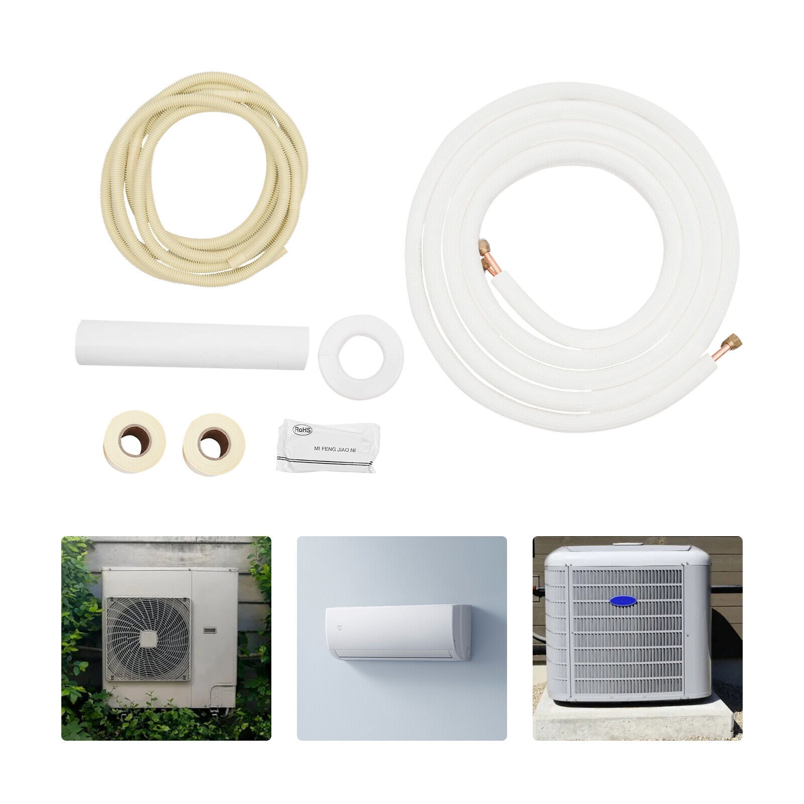 16ft Ductless mini Split Line Set Control Wire Insulated Copper Tubing ...