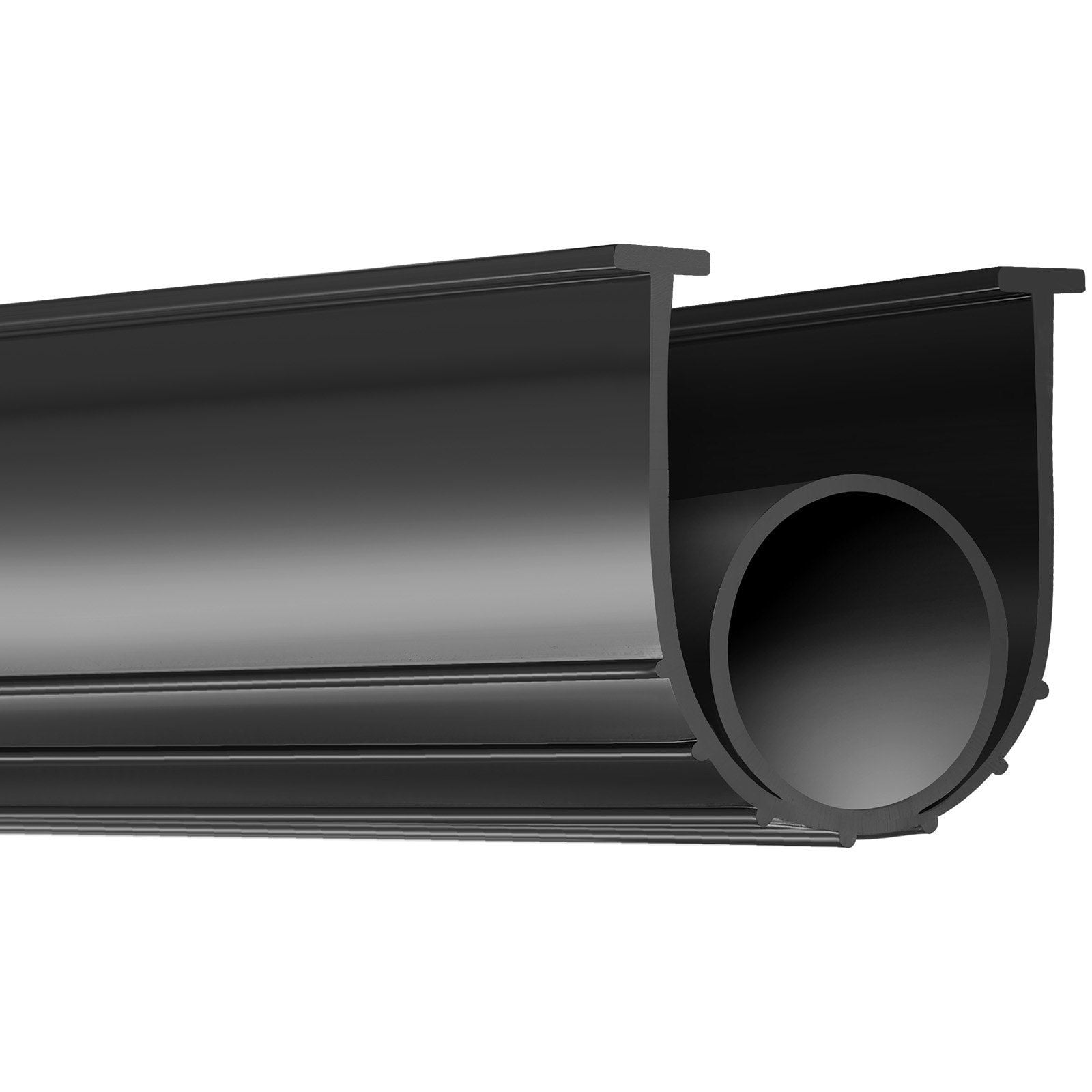 16ft Garage Door Bottom Seal U+O Ring Rubber Waterproof and Dustproof Cushioning 3-3/4" Wide 5/16" T-End Black