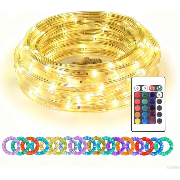 16ft LED Rope YANTONs, RGBWW Color Changing Strip YANTONs with Remote, Flexible and Connectable Durable Tube, Waterproof for Indoor Outdoor Use, 17 Colors and 6 Modes