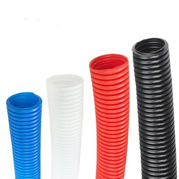 16ft Length 3/4" Split Wire Loom Conduit Polyethylene Tubing Convoluted Tubing Wire Black White Red Blue Color Choose