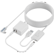 16ft Link Cable Accessory for Meta Quest 3/Quest 2/Quest 1, VR Link Cable with Separate Charging Port, USB 3.0 Type C to C Charging Cable for VR Headset Gaming PC-White-5M