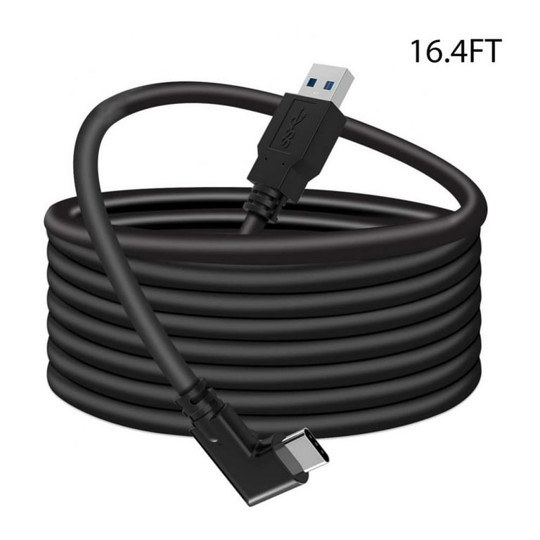 16ft Link Cable for Oculus Quest 2 & Quest 1 for PC Gaming & Charging |  High Speed Data Transfer & Fast Charger Cord 90 Degree Angled Type C USB3.2
