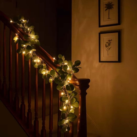 16ft Olive Vine Light Garland, Artificial Olive Branch Decor, Solar Energy Twinkling Tree Lights for Fireplace, Table, Holiday & Everyday Home Decor