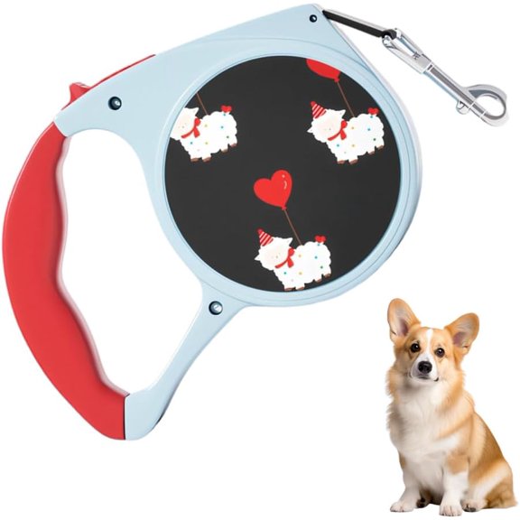 16ft Retractable Dog Leash for Small Medium Dogs, 5m Extendable Nylon Walking Lead with Anti-Slip Ergonomic Handle & Single Hand Control