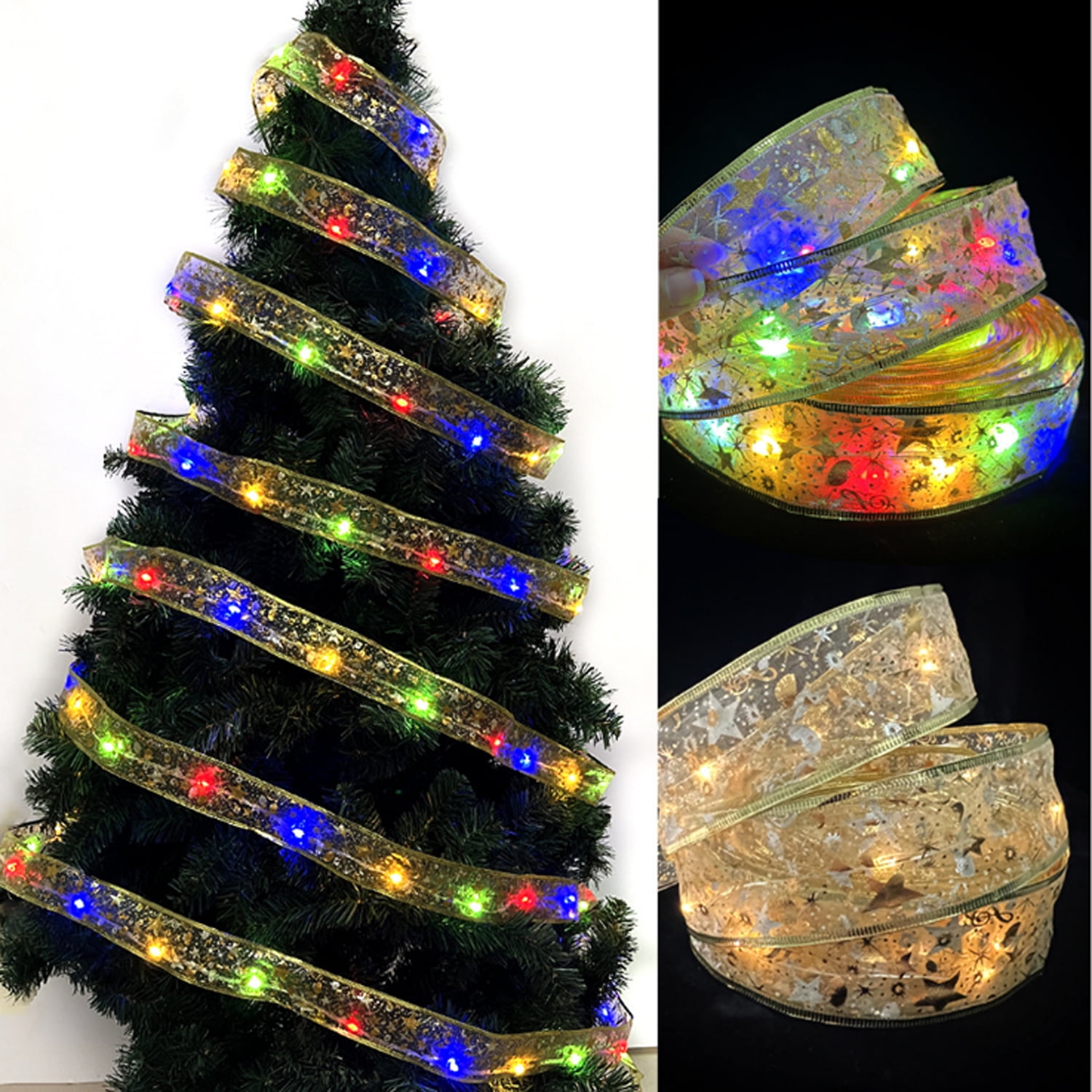 16ft Shining Ribbon Fairy Lights 50LED String Lights for Christmas Tree