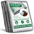 thumbnail image 1 of 16ft x 20ft 14 Mil Heavy Duty Tarp Cover - Silver/Brown Thick Waterproof Protective Tarps, UV Resistant Poly Tarpaulin with Grommets and Reinforced Edges for Camping, Pool, Boat, 1 of 5