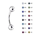 thumbnail image 1 of 16g (1.2mm) Big CZ Curved Barbell Surgical Steel 3 piece (16gx5/16"x4 (1.2mmx8mmx4mm) (light purple cz), 1 of 3