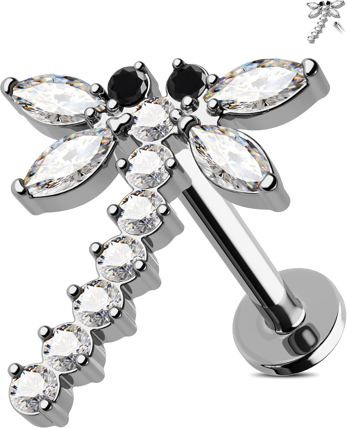 Piercing Labret In Titanio 16G - Per Labbra E Orecchio, Con CZ Chiaro, 6-12mm - Foto 13