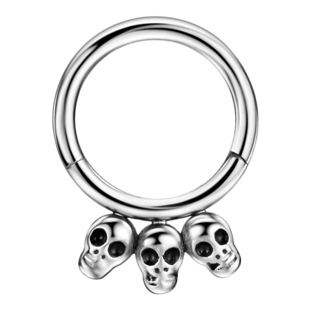 Amazon.com: 16 Gauge - 7MM Diameter Black Anodized Surgical Steel 5 Crystal  Stones Paved Hinged Segment Nose Ring Septum Piercing : Clothing, Shoes &  Jewelry