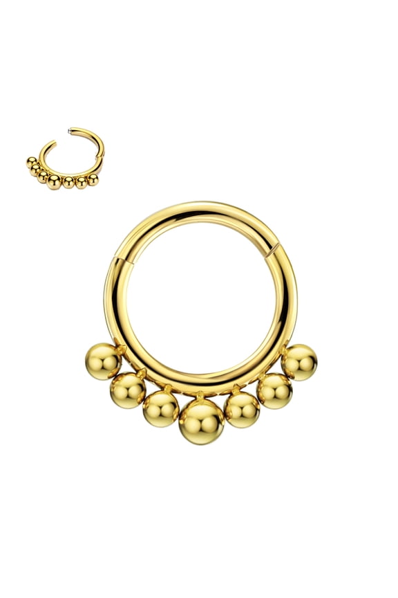 16g Septum Jewelry 16 gauge Septum Rings for Women Gold Plated Surgical Steel Septum Hoop 8mm Beaded Daith Piercing Jewelry