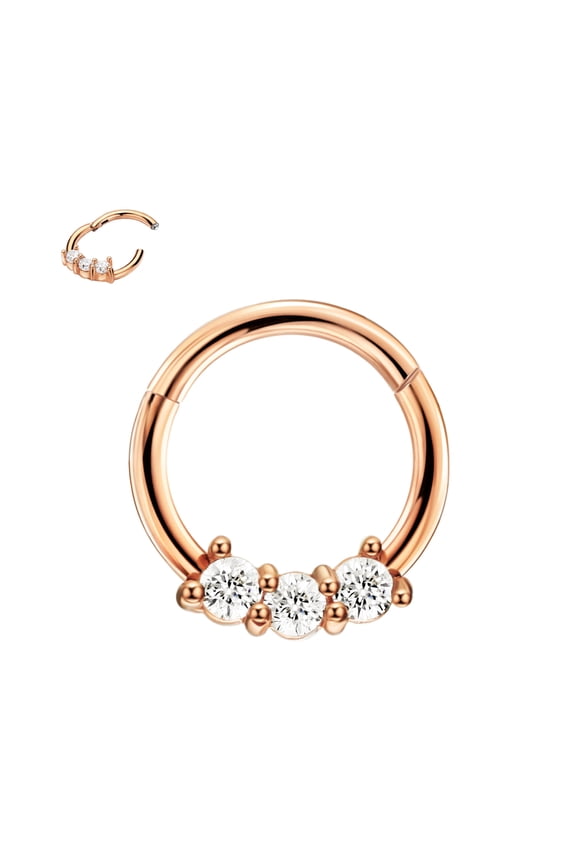 16g Septum Jewelry 16 gauge Septum Rings for Women Rose Gold Plated Surgical Steel Septum Hoop 8mm Cubic Zirconia Daith Piercing Jewelry