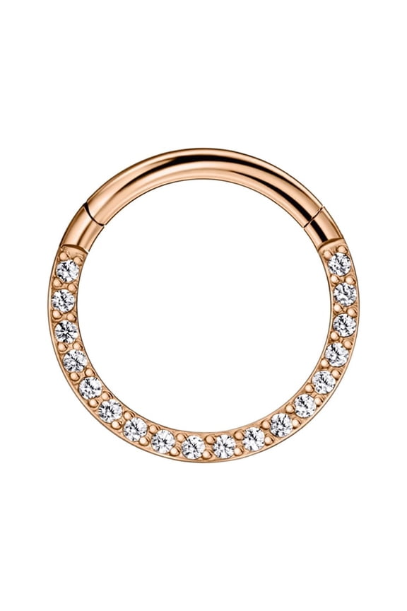 16g Septum Rings for Women 8mm Septum Hoop Cubic Zirconia Septum Jewelry 16 Gauge Daith Piercing Jewelry Rose Gold Plated