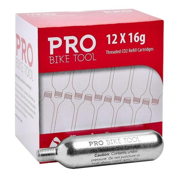 16g Threaded CO2 Cartridges - For Bike Tire Inflators - Quick Air Refill - For Road/MTB Bikes