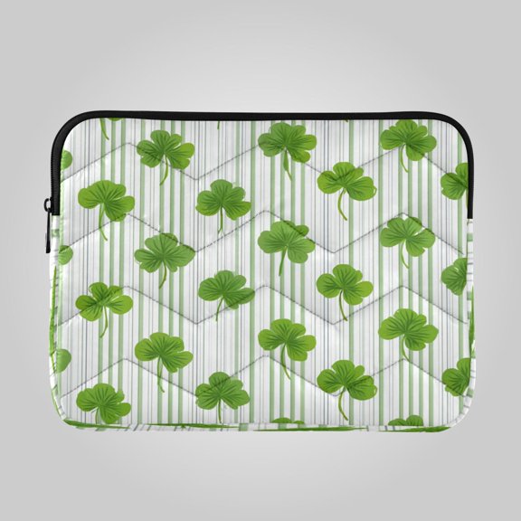 16in Laptop Bag Briefcases Computer Inner Bags Computer Bags Laptop Sleeves Work Travel School Bag Green Clover Stripe Pattern