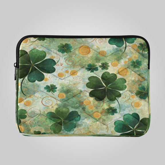 16in Laptop Bag Briefcases Computer Inner Bags Computer Bags Laptop Sleeves Work Travel School Bag Lucky Clover Coin Pattern